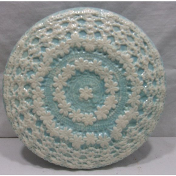 Lidded Turquoise Glazed Ceramic Catch-All Jewelry/Trinket Dish Box 7" - Picture 5 of 9